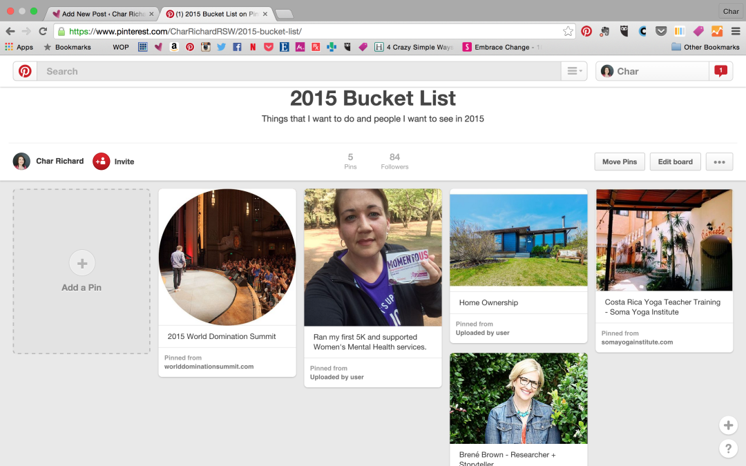 Bucket List and Pinterest